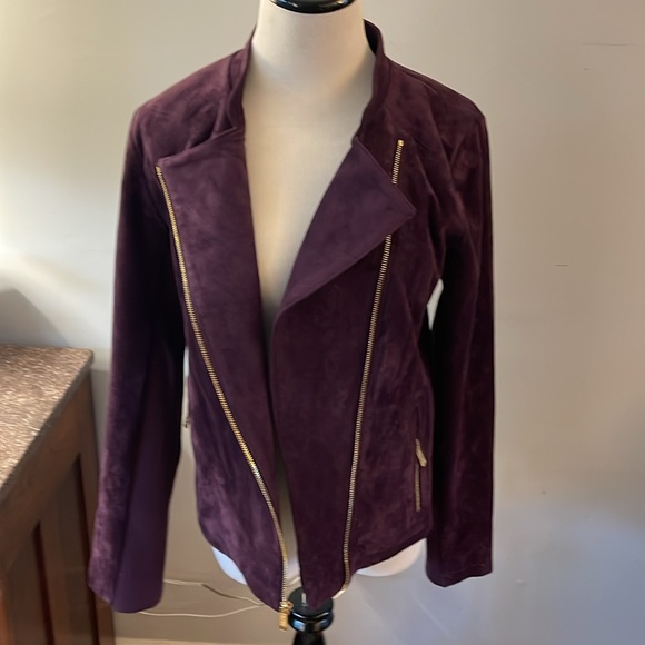 Calvin Klein NWT Faux Suede jacket size small Merlot /plum - Picture 7 of 13